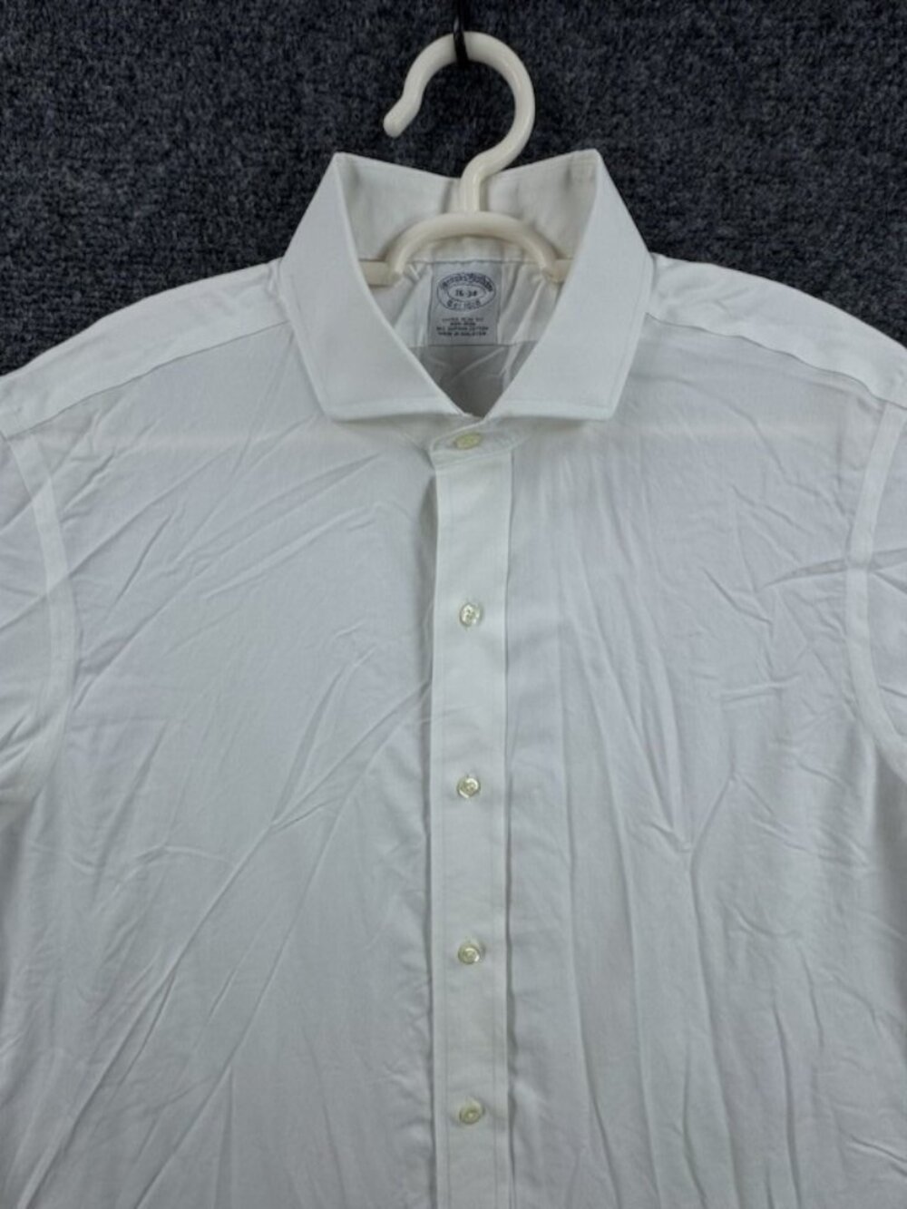 Brooks Brothers 16 34 Short Sleeve Extra-Slim Non-Iron Cotton White Button Up